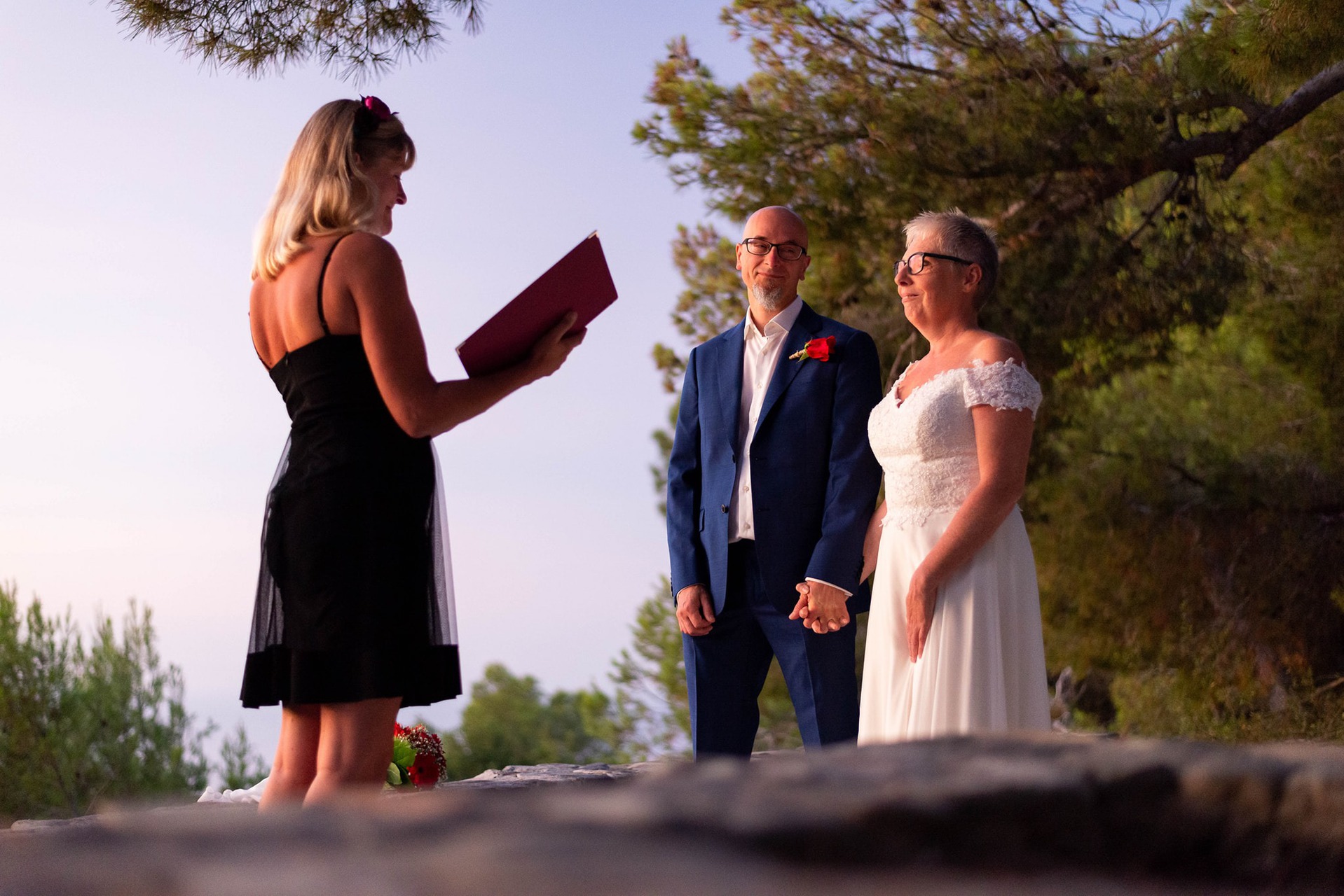 Sunrise vow renewal with Celebrant Spain