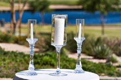 glass votives for an outdoor unity candle ceremony
