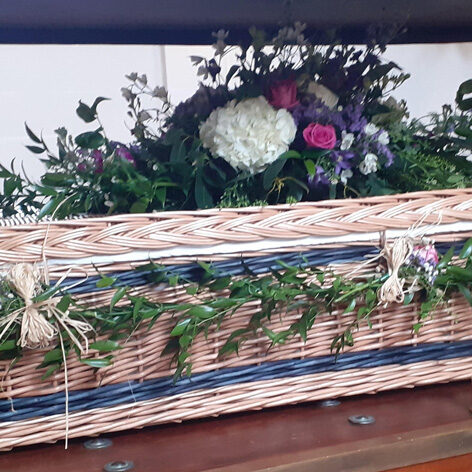 Celebrant Tamara Burgess Wicker coffin at Honor Oak